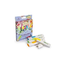 Pigna, Pack of 4 Nature Flowers Highlighters (Green, Yellow, Blue, Orange), Chiseling Tip