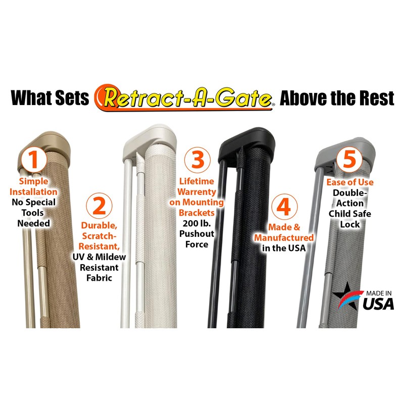 Retract-A-Gate 52" Café: The Original and only Made in USA