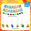 Building Block Party Decorations Banner Swirls, 7PCS Building Hanging decoration