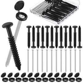 Otoolling 36 Pack Vinyl Shutter Fasteners 3 Inch Shutter Screws and Caps Window Outside Hardware Spike Anchor for Installing Decorative Exterior House Furniture