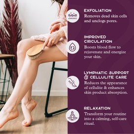 Purple Canyon Exfoliating Dry Brush | Natural Bristles and Ergonomic Birchwood Handle | Body Brush for Lymphatic Drainage and Skin Care