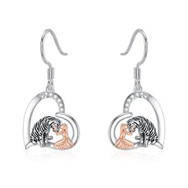 925 Sterling Silver Women's Earrings Sunflower/Tiger/Fox/Wolf/Frog/Dragon/Elephant/Cow/Ballerina/Swords Animal Jewellery Gifts for Women Girls Mother Daughter Birthday Mother's Day, Sterling Silver