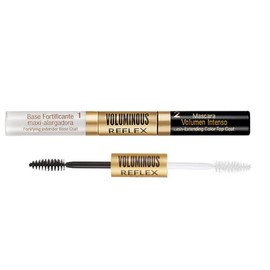 Máscara para Pestañas (2) Voluminous Reflex Línea Deluxe con Tratamiento con Fórmula Fortificante y Maxi Alargamiento para pestañas cortas, medianas e incluso escasas y/o maltratadas set de 2