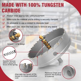 AOKAIMIAR 5 Inch Carbide Hole Saw with Titanium Plated Center Drill Bit, Heavy Duty TCT Hole Saw Metal Hole Cutter for Stainless Steel Iron Copper Brass Aluminum Alloy