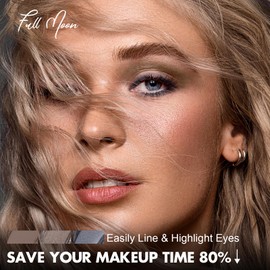 FOCALLURE 3 Pcs No Crease Eyeshadow Sticks,Shimmer & Matte Eye Shadow Crayon with Blending Brush,Smooth Cream Highlighter Pen,Long Lasting Eyeshadow Brightener Stick Makeup,Full Moon