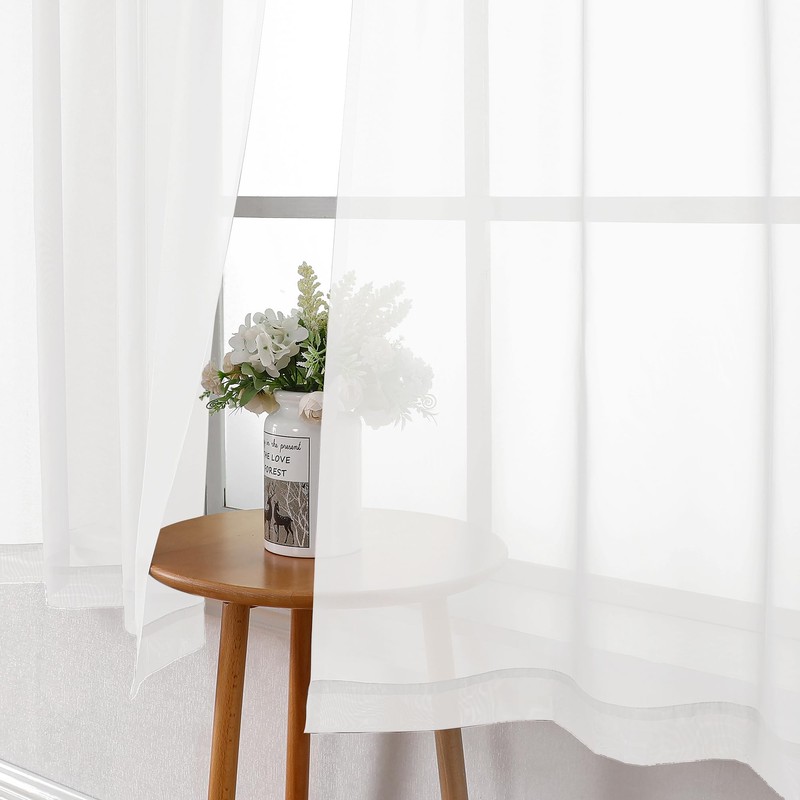 Lecloud - Juego de cortinas transparentes blancas de 63 pulgadas