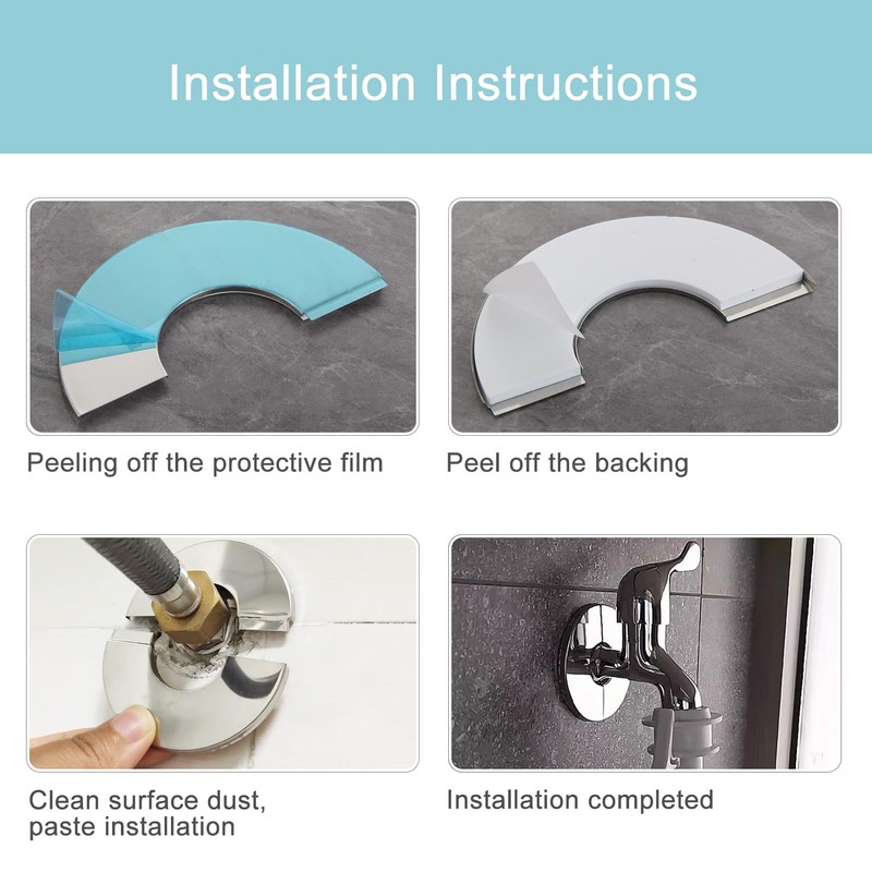 Generic 6Pcs Self Adhesive Round Escutcheon Plate 304 Stainless Steel