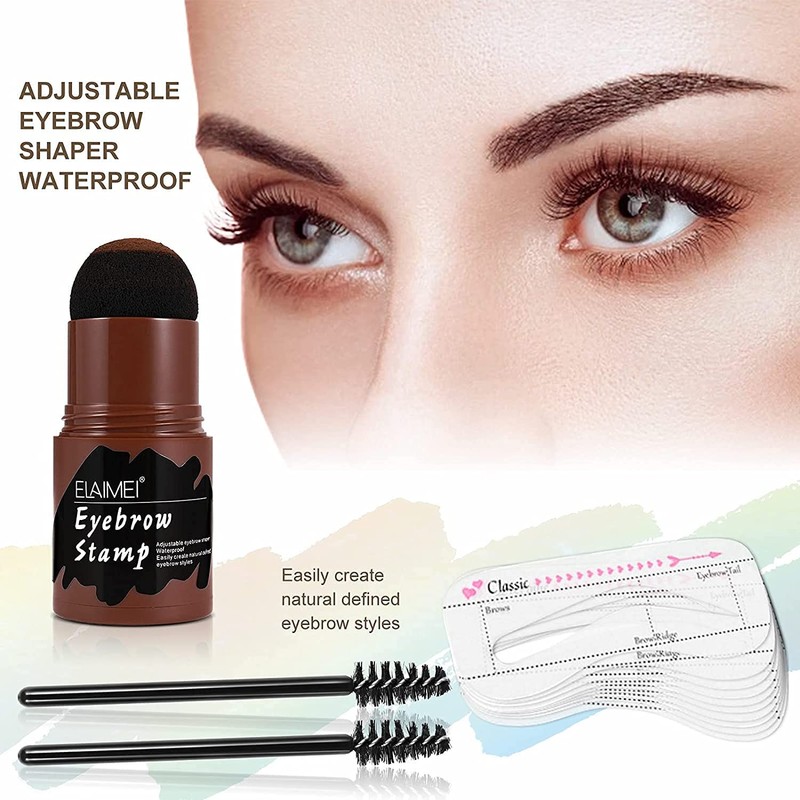 Eyebrow Stamp, Waterproof, Reusable Makeup Brow Stamp, Brow Powder Stencils,