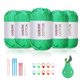 Maxee 5 x 50 g Thick Cotton Yarn for Crochet, Chunky Crochet Yarn for Beginners, No Split Crochet Amigurumi Wool, Chunky Cotton Yarn, Simple Knitting Yarn for Crochet Knitting