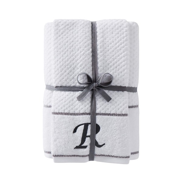 SKL Home by Saturday Knight Ltd. Monogram "R" Bath and Hand Towel Set, White, 4-pack