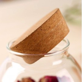 Bamboopack 500ML(17 Fl Oz) Round Clear Glass Food Storage Canister with Airtight Cork Lid Food Storage Jar Container Kitchen Canisters Organizer for Tea Coffee Spice Candy Snacks