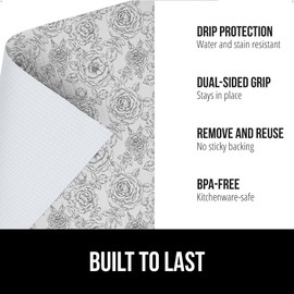 Gorilla Grip DripGuard Drawer and Shelf Liner for Cabinet, Slip Resistant Non Adhesive Protection for Kitchen, BPA Free Smooth Surface Plastic Liners for Cabinets, Bathroom Drawers, 12x20 Vintage Rose