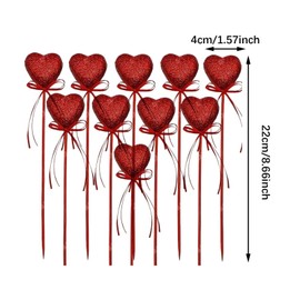 Harilla 10 x Herz-Picks, Cupcake-Topper, Feiertage, Frühlingsaktivitäten, Ornamente, rote Kuchen, Dekoration, Kucheneinlagen, Karte für den Valentinstag