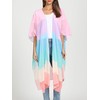 Hibluco Women's Long Floral Kimono Printed Cardigan Sheer Swimsuit Cover