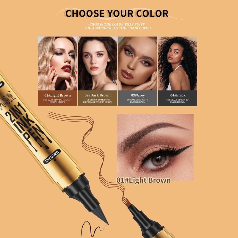 Magic Eyebrow Pencil, 2 in 1 Upgrade Multifunction 3D Microblading