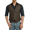 HISDERN Men's Formal Suit Vest Solid Waistcoat for Mens Herringbone