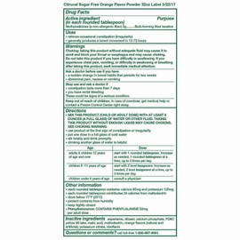 Citrucel Fiber Therapy Powder, Constipation Relief, Sugar Free, Orange, 32 oz