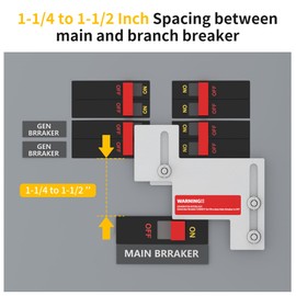 Generator Interlock Kit Compatible with Eaton Cutler Hammer Challenger BR-200 150 and 200 AMP Panel, Interlock Kit 1 1/4 to 1 1/2 Inch Spacing Between Main and Branch Breaker