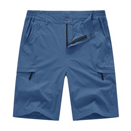 BASUDAM Pantalones Cortos de Senderismo para Hombre, elásticos, de Secado rápido, Ligeros, Pantalones Cortos de Trabajo, 6 Bolsillos para Camping, Viajes, Azul Oscuro, 30