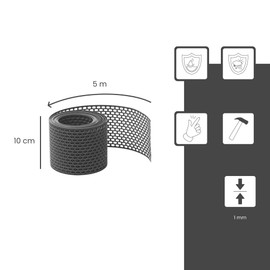 Fassadenprofile Bird Protection Grille 5 m x 100 mm, 1 Roll Black PVC Eaves Grille, Ventilation Band for Optimal Facade and Roof Ventilation