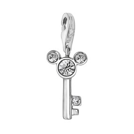 Quiges Cartoon Mouse Key Clip On Charm Pendant with Cubic Zirconia Silver Plated Women's Jewellery