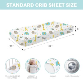 Little Grape Land Baby Crib Sheets Set for Boys & Girls, 4-Pack Soft & Breathable Microfiber, 52"x28" Fitted Sheets for Standard Toddler Crib Mattress, Cute Patterns – Animal