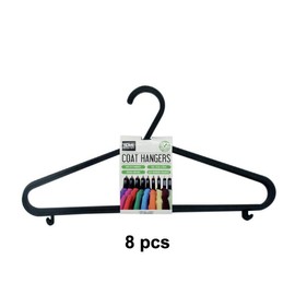 TooToo 8Pcs/16Pcs Coat Hangers 37cmx20cm Black Non Slip Wardrobe Cloth Coat Suit Shirt Premium Suit, Shirt & Jacket Hangers with Non-Slip Grooves - Space Saving Closet Organizers (8)