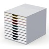 Durable Varicolor 10 Drawer Unit - White Desktop Drawer Set