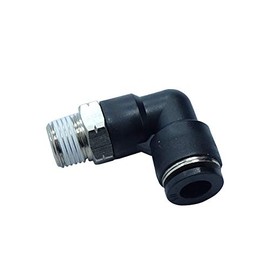 HongBoW Hardware 10 Pcs/Pack Pneumatic Male Elbow PL-1/4-N01 Push to Connect Fittings 1/4” Tube OD x 1/8 NPT (Thread Dimension:0.405“)