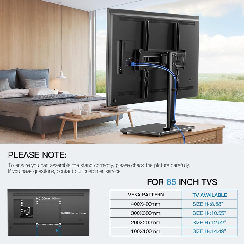 PERLESMITH Universal Swivel TV Stand-Table Top TV Stand for 32-65