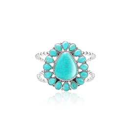 SUNGXIU Turquoise Jewelry Set for Women - Turquoise Necklace Earrings Bracelet Boho Jewelry Set Teardrop Turquoise Bracelet