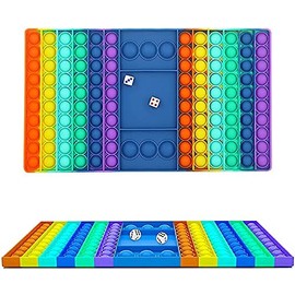 GEEN Tablero Pop It con Dados, Push Pop Bubble Juguete Sensorial Fidget Toy de Silicona - Juguete Antiestrés, Alivia Ansiedad - Tablero Arcoíris
