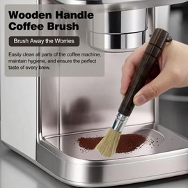 Coffee Grinder Cleaning Brush with Natural Bristles and Wooden Handle – Espresso Machine Cleaner Tool with Hanging Strap for Baristas and Home Use