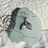 Custom Surf Tumbled Sea Glass Ornament with a Silver Whale's
