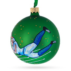 American Football Blown Glass Christmas Ornament 3.25 Inches
