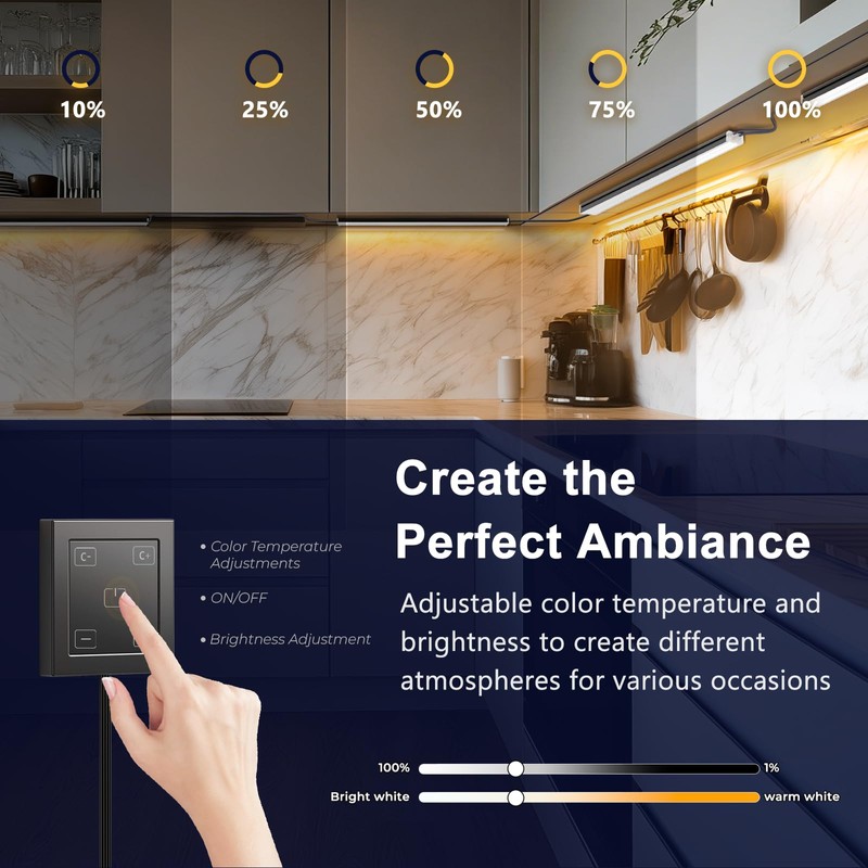 VST Under Cabinet Lighting 6 Pack, Touch Control LED Cabinet
