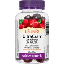 Webber Naturals UltraCran Cranberry 10,000 mg Gummy, 60 Gummies, Helps Prevent Urinary Tract Infections, Gluten and Dairy Free, Non-GMO, Vegan
