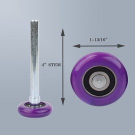 6200ZZ Quiet Garage Door Rollers Bearing Nylon Garage Door Roller 4" Stem, Purple Pack of 10 (for 7' Height Doors)