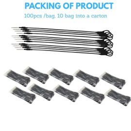 1000 Pcs Security Tag Lanyard 6.7" Length Black Colors Accessory For Retail Anti-Theft Equipment Systems 1 Pin 1