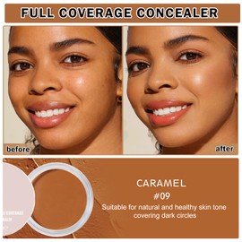 QIUFSSE Under Eye Concealer for Dark Circles Color Correcting,Pro Concealer Full Coverage Tattoo Cover up Makeup,Under Eye Brightener,Long-lasting Corrector de Ojeras (09 Caramel)