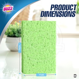 SOL 6pk Cellulose Sponge Highly Absorbent Kitchen Sponges, Household & Kitchen Sponge for Dishes, Bathroom & Sink, Reusable Kitchen Cleaning Sponges Safe for All Surfaces, Washing Up Sponge + Sticker