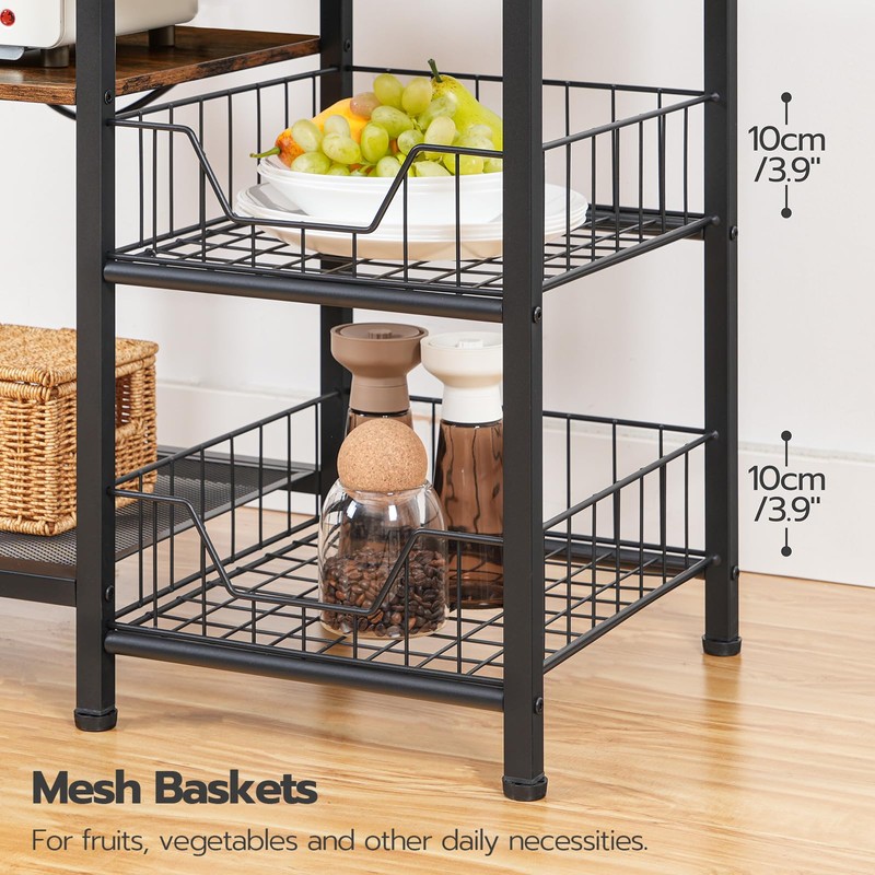 HOOBRO Large Bakers Rack with Power Outlets, 6-Tier Microwave Stand