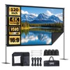120 inch Projector Screen with Stand,2025 Upgraded- Black Backing Movies