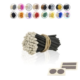 2” Inch Long Wooden Refill Matchsticks with Strike Stickers - Safety Matches Wholesale Bulk Loose by Chandler Studio (Black Stem White Head, 100 Pieces)