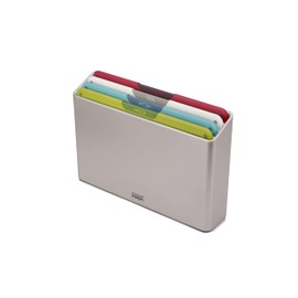Joseph Joseph Folio 4-Piece Multi Colour coded Cutting Board Set, Slimline case for organized Kitchen storage, Silver