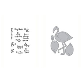 Ellen Hutson, Essentials by Ellen, Flock Star Stamp & Die Set Combo, Stamping, Card Making, Papercrafts, Scrapbooking, Interactive, Flamingo, Sentiments, Greetings, Words