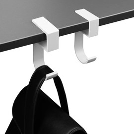 Adorila 2 Pack 5 Shape Purse Hook for Table Handbag Hanger, Heavy Duty Purse Holder for Desk, Portable Handbag Storage Decor Table Hook for Women (White)