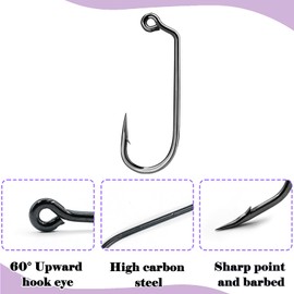 Natufish 60 Degree Jig Hooks 25Pcs Inline Jig Hook,Fishing Long Shank Hooks Jig Maker for Freshwater Saltwater Fly Tying Size 6#