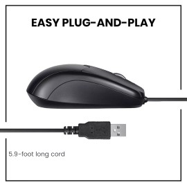 USB 2.0 Optical Wired Scroll Wheel Mouse  PC Laptop Notebook Desktop Black Mice