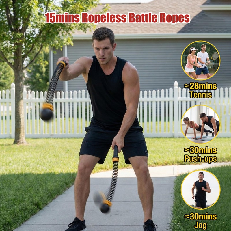 TOMSHOO 2PCS Ropeless Battle Ropes Adjustable Portable Home Gym Equipment